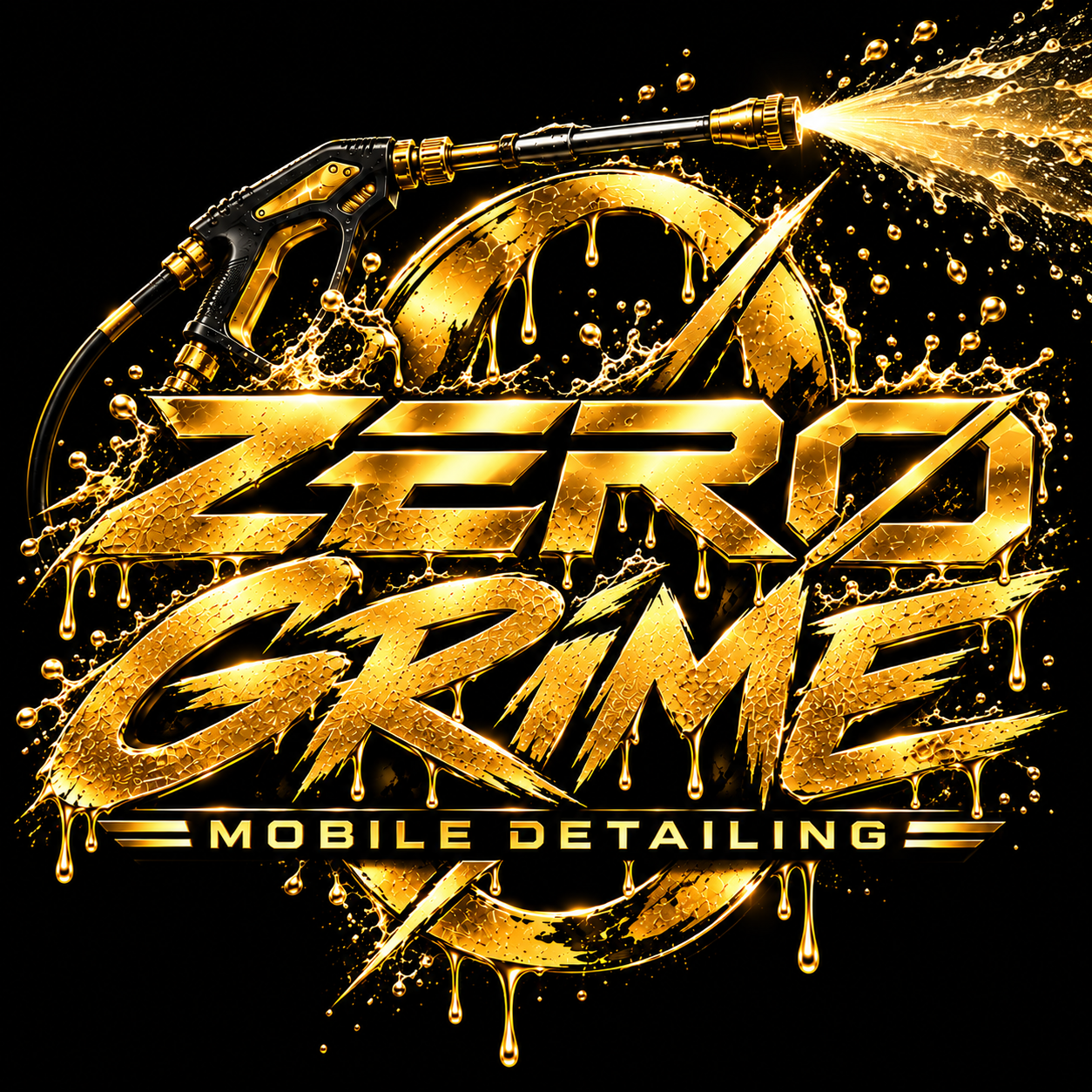 Zero Grime Mobile Detailing gold pressure-washer logo